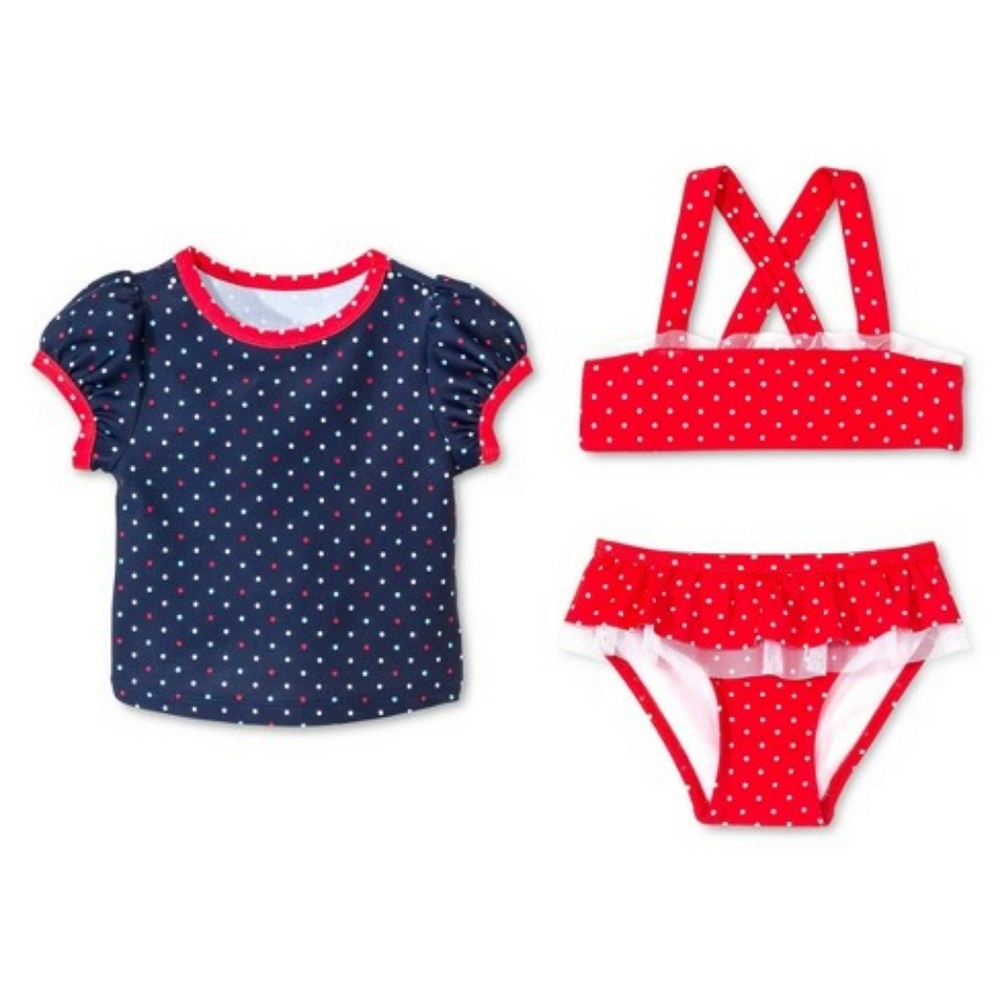 NWT Circo 3-pc polka dot blue swim rash guard